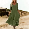 thumbnail image 4 of SETOOFF Women V Neck Long Sleeve Maxi Dress Loose Flowy Solid Color Split Side Long Tunic Dress Casual Vacation Beach Travel Daily Dress, 4 of 7