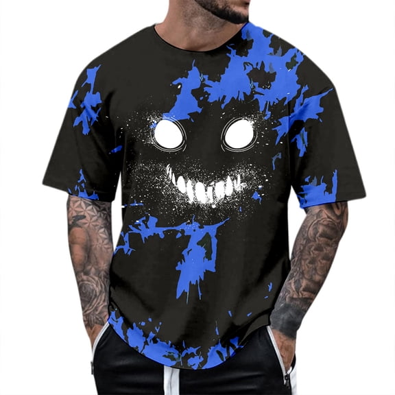 SJLDQY Halloween T Shirts for Men Y2K Novelty Graphic Tees Hallowmas Streetwear Short Sleeve Crewneck T Shirts Trendy Casual Soft Tops
