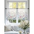 thumbnail image 5 of Pink Blue Spring Floral Semi Sheer Curtains 54 Inch Length 2 Panels Set, Watercolor Elegant Botanical Sheer Kitchen Curtain Privacy Voile Window Curtain for Living Room Bedroom Rod Pocket Drapes, 5 of 7