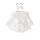 thumbnail image 1 of Vestido de manga larga con cuello redondo para niña, falda con lazo de color liso, cuello redondo, manga larga, volantes, con pelo incluido y entrepierna, de poliéster., 1 of 6