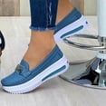 thumbnail image 3 of Rokment Platform Chunky Slip on Loafers Walking Shoes for Women 2026 Spring Fall Vintage Casual Color Block Leather Height Increasing Nursing Non Slip Work Fashion Sneakers Light Blue Size 6.5, 3 of 5