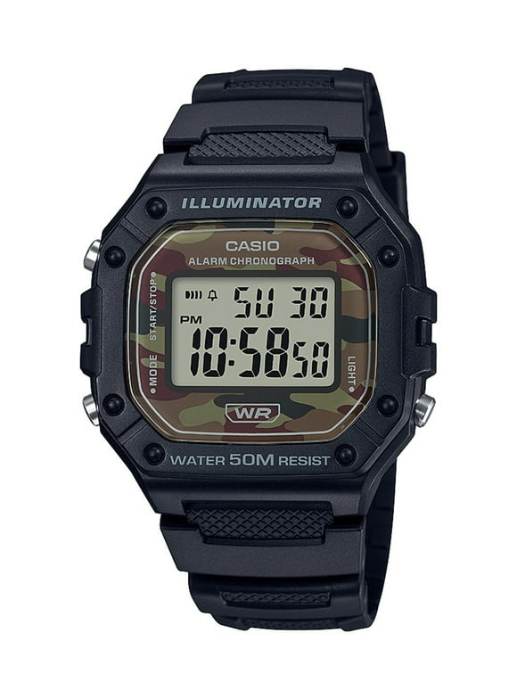 Casio Men's Classic Square Digital Watch with Camo Dial W218H-5BV