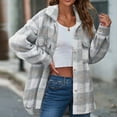 thumbnail image 7 of Meichang Jackets for Women Fleece Long Sleeve Shacket Plaid Print Outwear Lapel Button Down Coat with Pockets Fall, 7 of 7