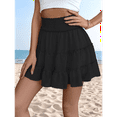 thumbnail image 7 of Womens Summer Flowy High Waist Ruffle Casual Cute Boho Beach Short Skirts Built-in Shorts Black XL, 7 of 7