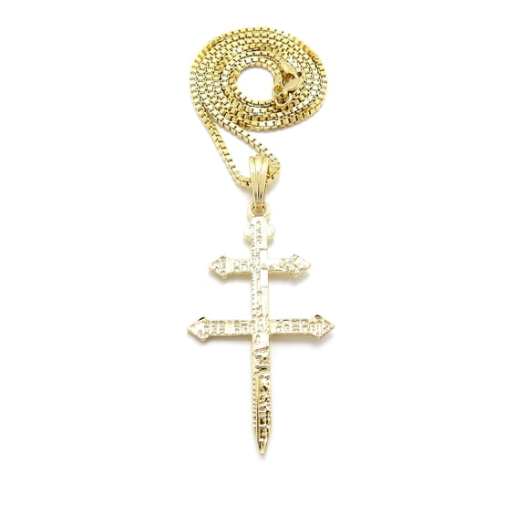 iJewelry2 Gold-tone Dusse Double Cross Pendant Box Chain Necklace 16''