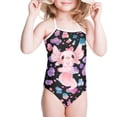 thumbnail image 5 of FOR U DESIGNS Kawaii Axolotl One Piece Swimsuit for Girls 7-8 Years Old Colorful Cow Print Off Shoulder Lace-up Swimming Suit Beach Sport Swimwear, 5 of 6
