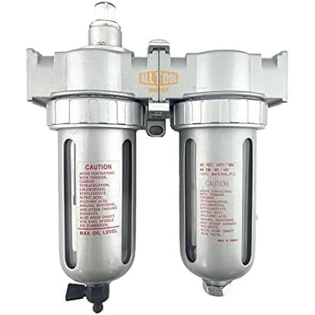 3/8" NPT MID FLOW 2 Stages Coalescing Filter Desiccant Dryer System For Compressed Air Lines, Poly Bowls, Great For Paint Spray And Plasma Cutter