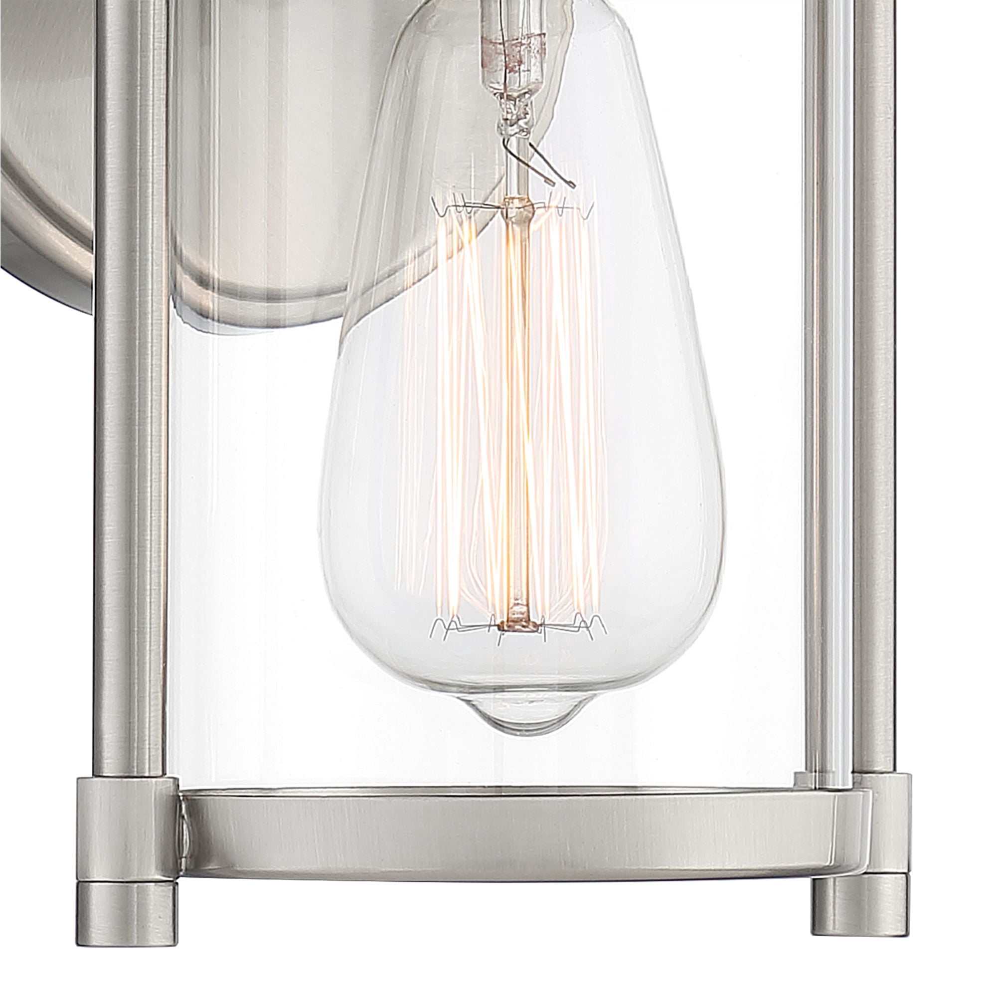 John Timberland Rustic Farmhouse Outdoor Wall Light Fixtures Set of 2 Brushed Nickel 10 1/4" Clear Glass for Exterior Barn Deck House Porch Yard Patio