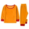 thumbnail image 5 of Family Halloween Matching Pajama Set, Soft-Touch Snuggle Comfort Frosty Storytime Essential 2-Piece Pullover Top Pants for Men Women Kids Baby, Round Collar Elastic Waist - Child, Orange 3Y, 5 of 5