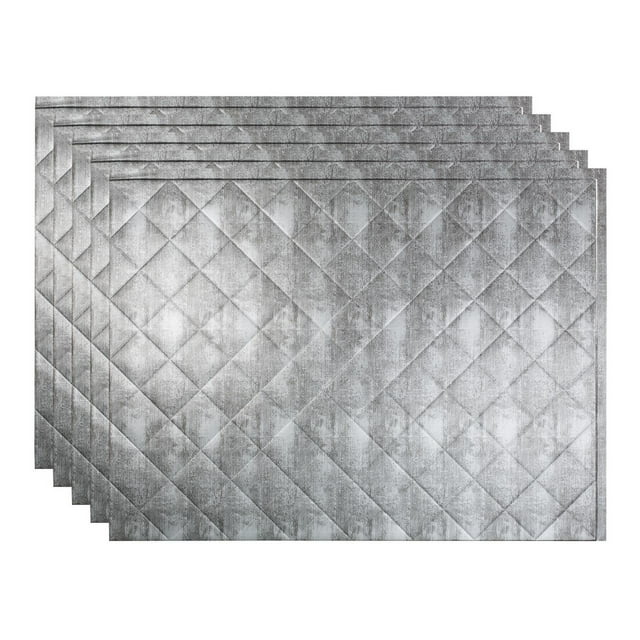 FASÄDE 18in x 24in Quilted Crosshatch Silver Backsplash Panel (5 Pack)