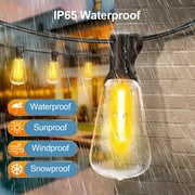 Outdoor String Led Patio Lights, 100Ft Waterproof Light 28 Bulbs+2 Spares with Remote Dimmable ST38 Shatterproof Bulb, for Backyard Yard Porch Party