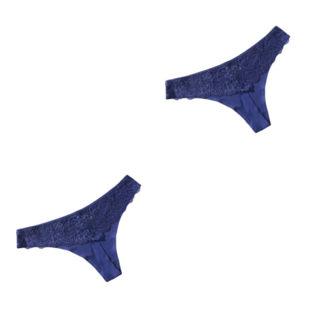 Sonducket Bragas de tiro bajo, tanga, ropa interior para mujer, Tanga lavable, Sexy, atractivo, accesorio para citas, ropa de dormir para mujer, Azul oscuro XXL 2Conjunto