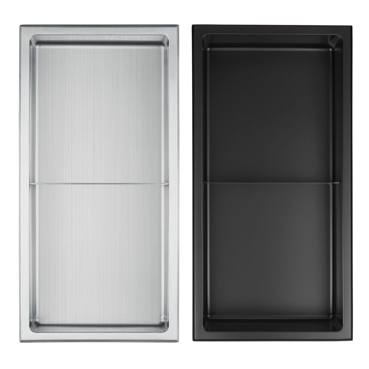 The akuaplus® wall mount shower niche 12 in. x 24 in., with shelf made in stainless steel.