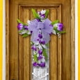 thumbnail image 2 of MXTPOV Spring Wreaths for Front Door, Purple Bow Cross Wreath with Fake Lilies for Wall Decor, Spring Wreath for Party Home Decor, Spring Decor Wreath, 2 of 5