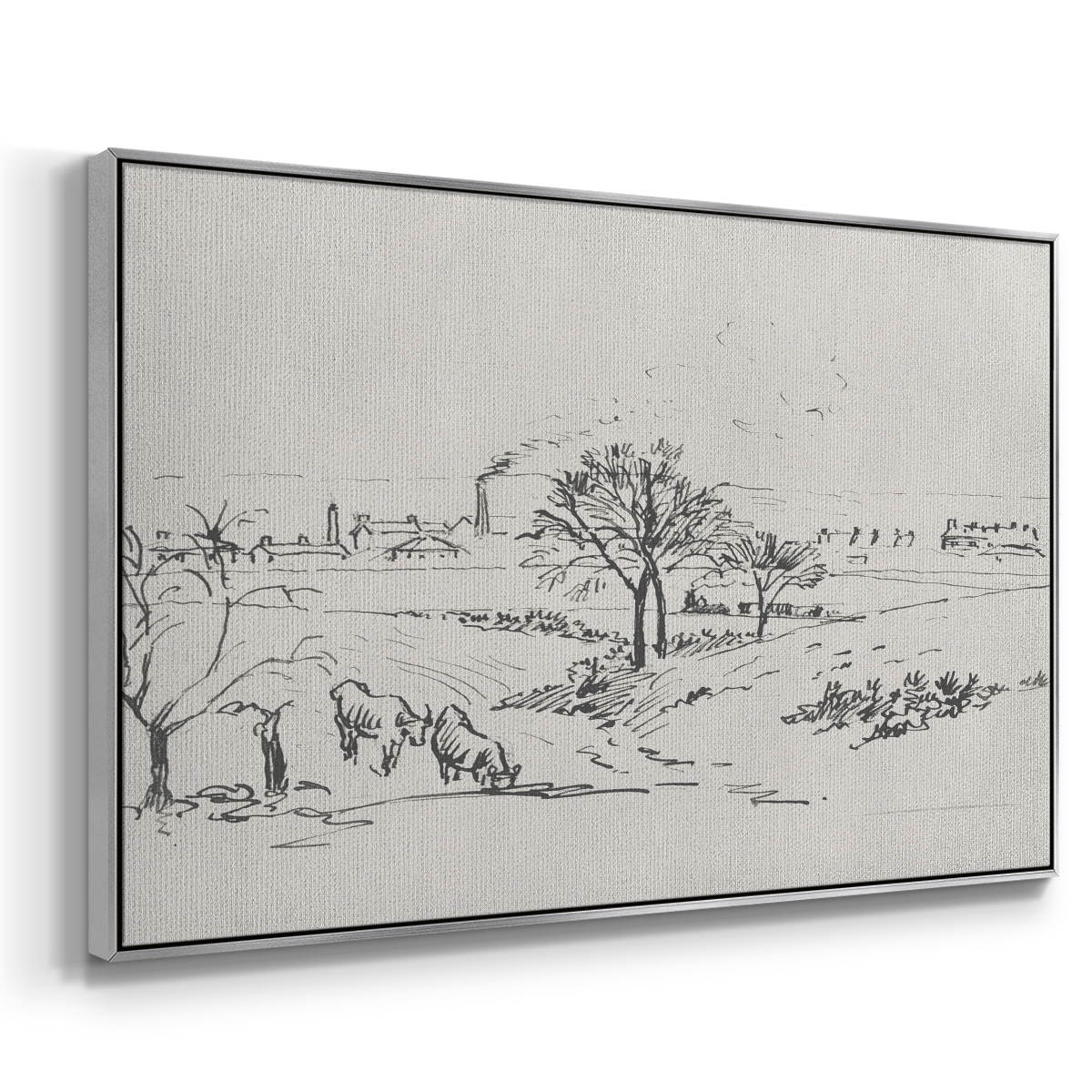 Vintage Sketch-XV By Wexford Home Framed in Silver Wood Gallery Wrapped Canvas 27 in. x 41 in.