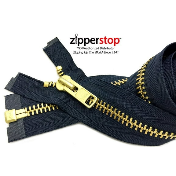 Zipperstop Wholesale Authorized Distributor Ykkâ® 30" Inch Chaps Extra Heavy Duty Weight Jacket Zipper Ykk #10 Brass ~ Separating ~ 560 Navy (1 Zipper/Pack) Crafter'S Special