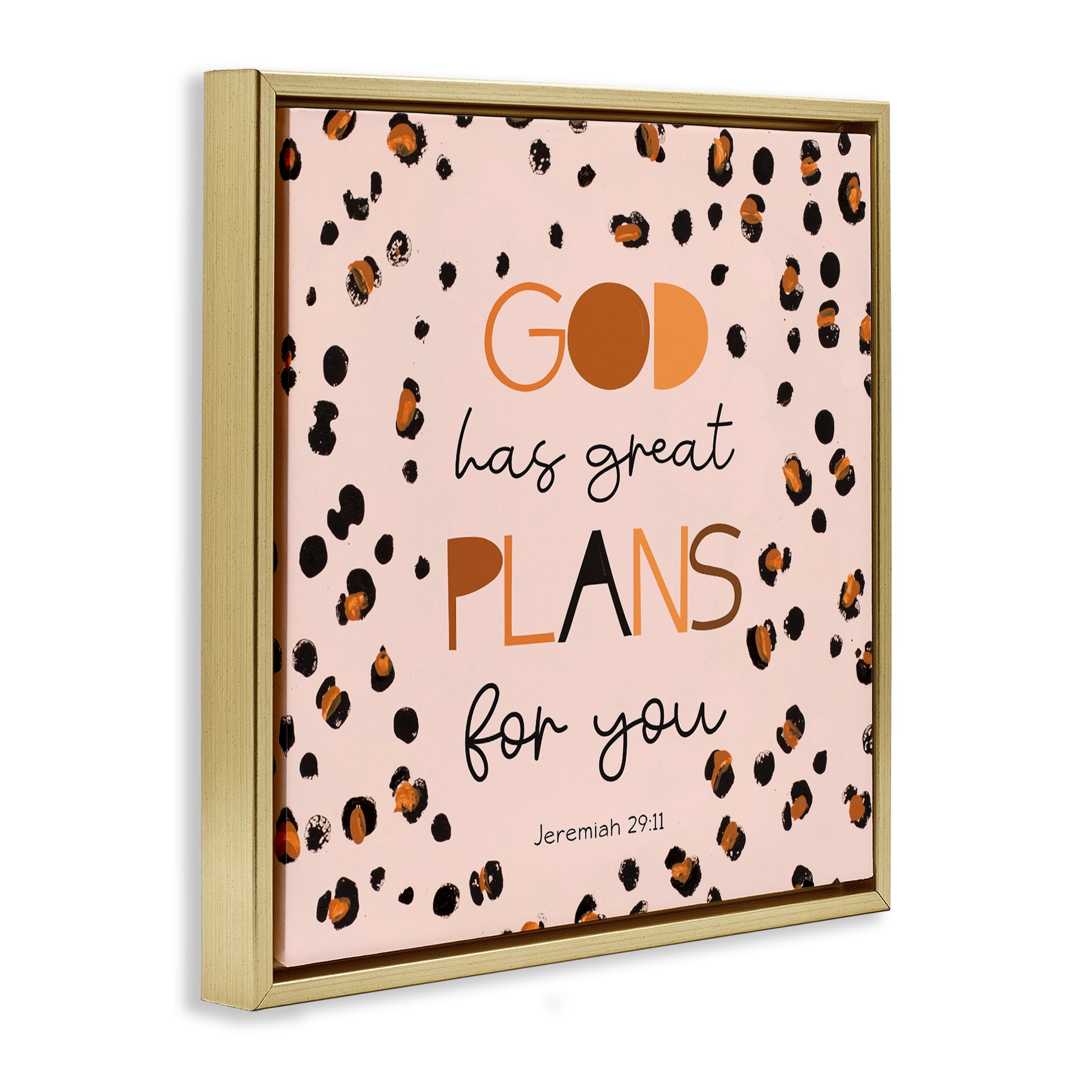 Stupell Industries God Has Plans For You Gold Framed Floater Canvas Wall Art, design by Patricia Pinto