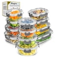 thumbnail image 1 of MAGMALIFE Juego de 24 Piezas, 12 Contenedores de Vidrio Y 12 Tapas, Herméticos, Tapas de Cierre Fácil, Refractarios Resistentes Aptos para Horno, Microondas, Refrigerador, apilables (Gris), 1 of 8