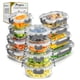thumbnail image 1 of MAGMALIFE Juego de 24 Piezas, 12 Contenedores de Vidrio Y 12 Tapas, Herméticos, Tapas de Cierre Fácil, Refractarios Resistentes Aptos para Horno, Microondas, Refrigerador, apilables (Gris), 1 of 8