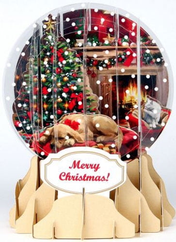 Up With Paper Pop-Up Christmas Card Christmas Dogs Large Snow Globe