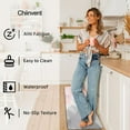 thumbnail image 3 of omezin Pink Kitchen Rug Set of 2, Anti-Fatigue Pink and Grey Kitchen Mat, Non-Slip Waterproof Washable Comfort Standing PVC Floor Mats, Memory Foam Cushioned Runner Rugs,17.3x28+17.3x47 Inch, 3 of 6