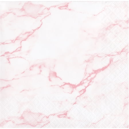 Pink Marble Beverage Napkins 48 Count