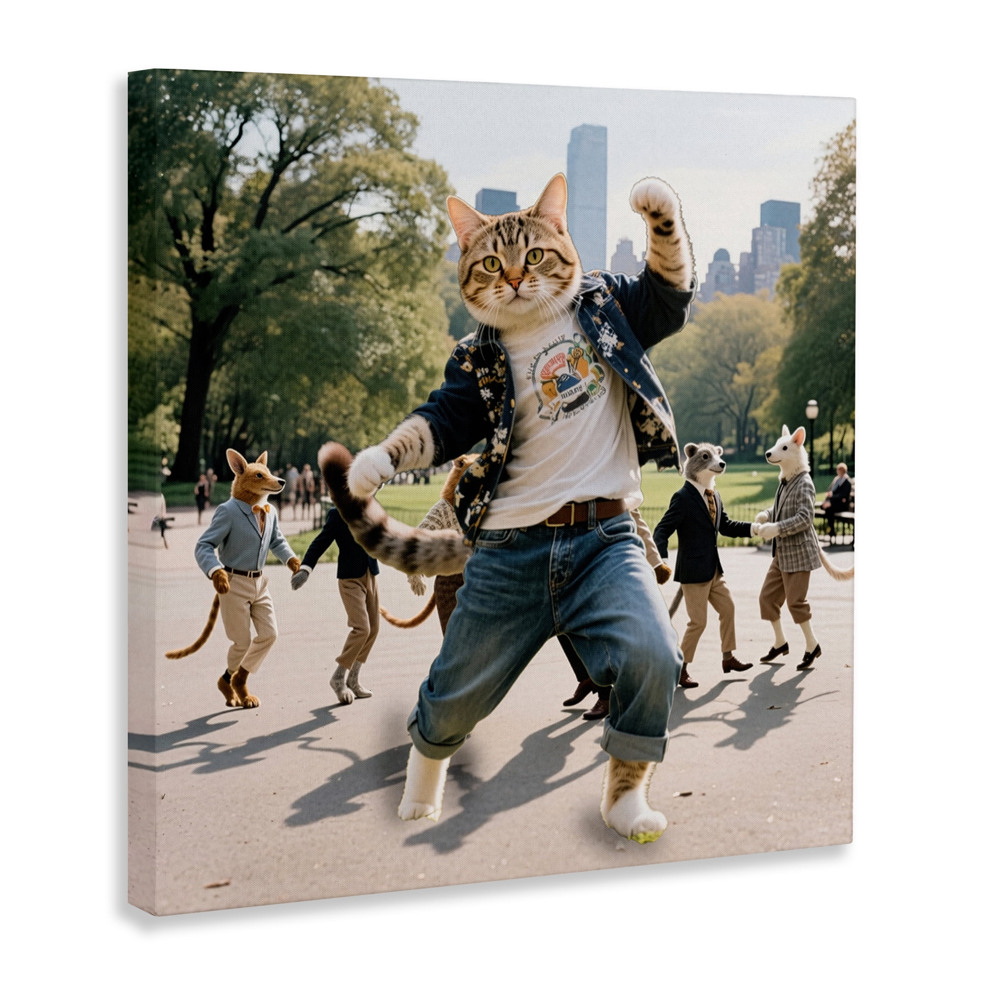 Stupell Industries Stylish Cat Dancing in Park Canvas Wall Art, design by CAD Designs
