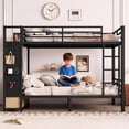 thumbnail image 2 of Full Over Full Metal Bunk Bed with Storage, Ladder & Guardrail for Teens and Adults, 2 of 8
