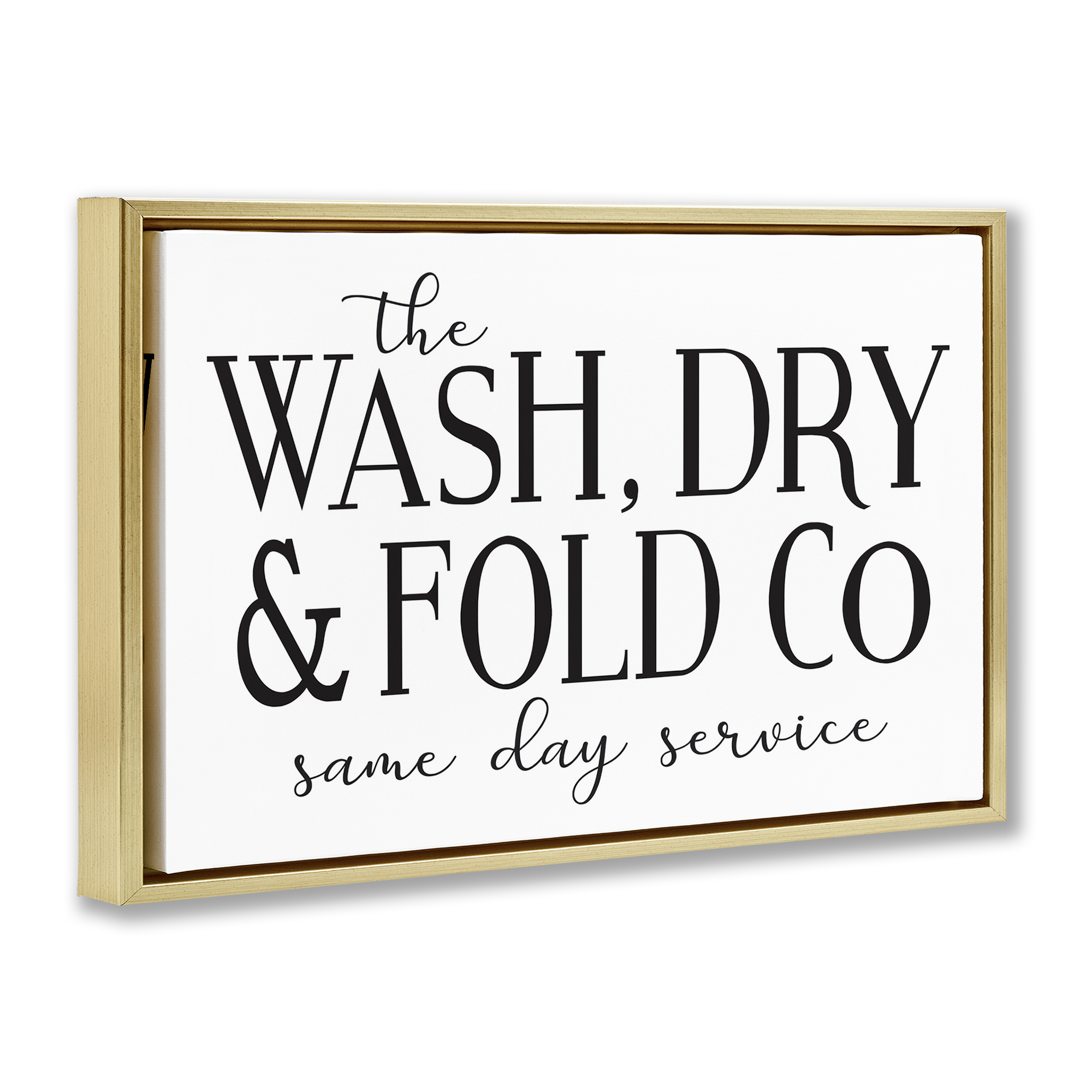 Stupell Industries Same Day Service Laundry Typography Painting Gold Floater Framed Art Print Wall Art, 31 x 21