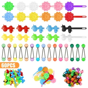 EEEkit 60pcs Self Hinge Hair Barrettes for Girls, 80s 90s Bow Flower Hair Pins, Ball Hair Ties