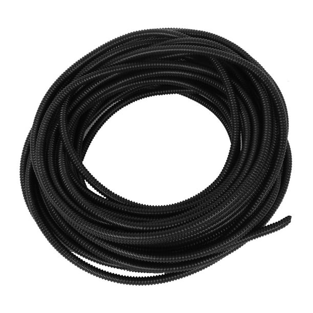Tubo de conduit corrugado flexible de plástico de 15 M 5 x 7 mm para jardín, fábrica, oficina negro