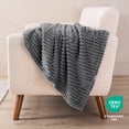 thumbnail image 6 of Bare Home Microplush Fleece Blanket - Ribbed Texture - Fuzzy Microfleece - Soft & Plush - Throw, Gray, 6 of 8