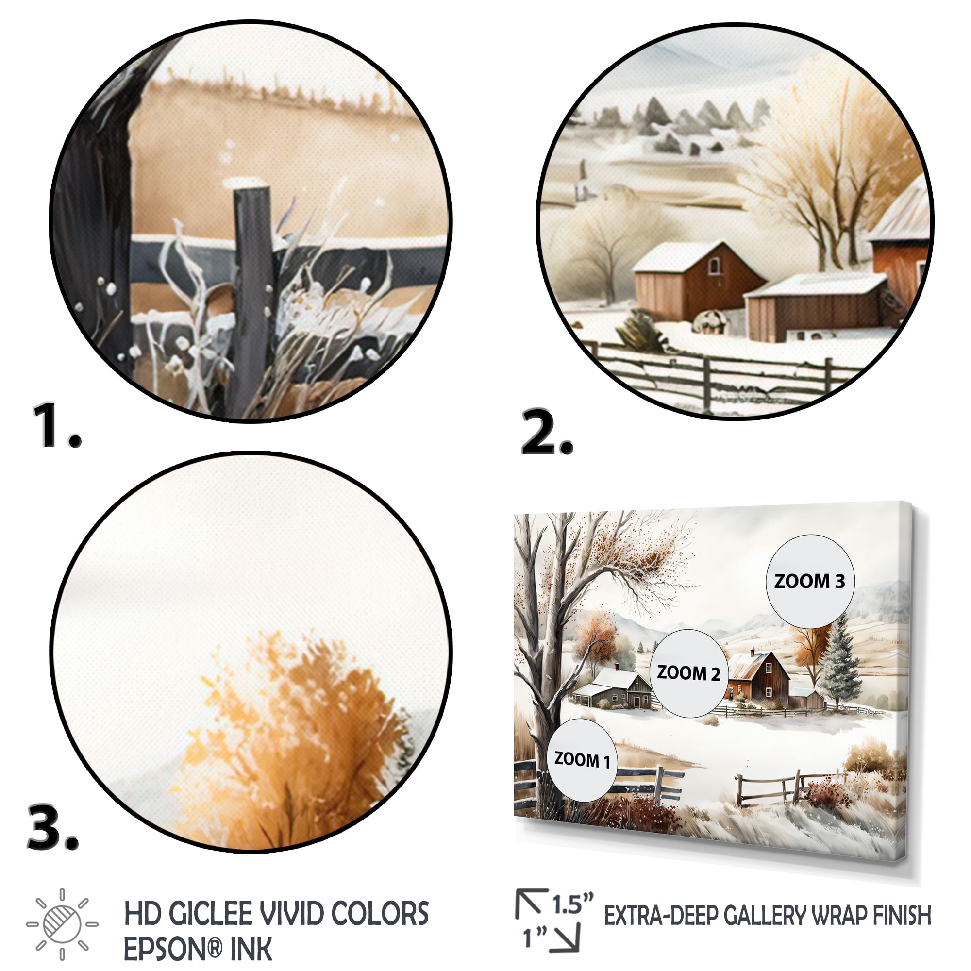 Designart Kansas Farm In Winter Canvas Wall Art
