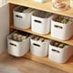 thumbnail image 2 of Paquete de 6 contenedores de almacenamiento blancos con tapas, contenedores de almacenamiento apilables para organizar, cajas de almacenamiento con asa para estantes, contenedores de almacenamiento, 2 of 8