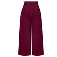 thumbnail image 5 of Linen Pants for Women High Waisted Wide Leg Loose Fit Palazzo Pants Casual Beach Trendy Lounge Trouses with Pockets, 5 of 6