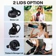 thumbnail image 3 of 40 oz Stainless-steel Water Bottle - Pop-up Spout & Straw Lids,Double-Wall Metal Water Bottle,Leak Proof Reusable Insulated Men Women Water Jug for Gym Workout, 3 of 9
