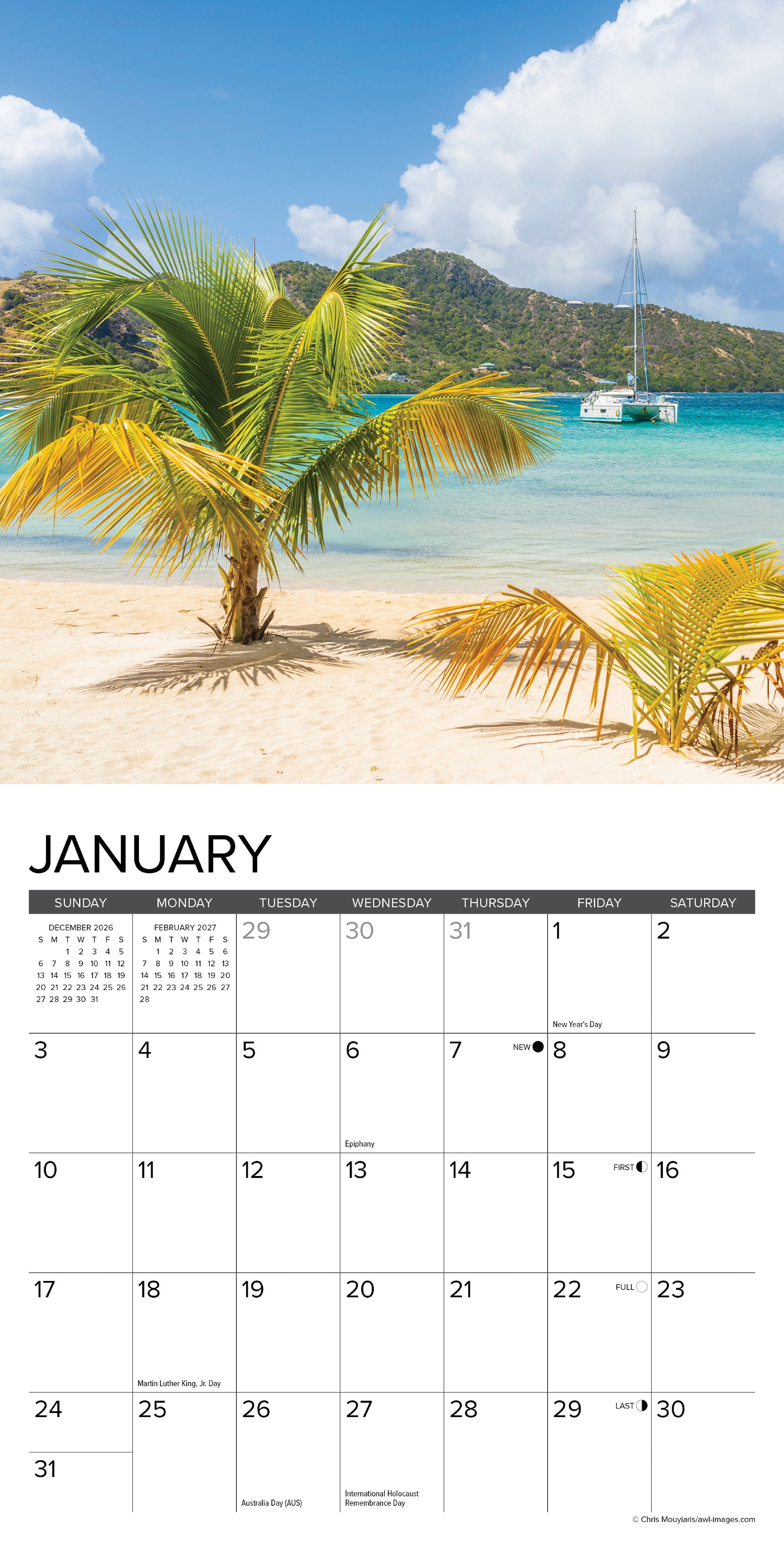 Willow Creek Press, Beaches 2027 Mini Wall Calendar
