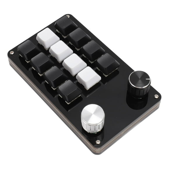 Mini 12 Key Keyboard, Blue Switch Macro Mechanical Keyboard Keypad Line Separation Hot Swappable Durability For Gaming Black White