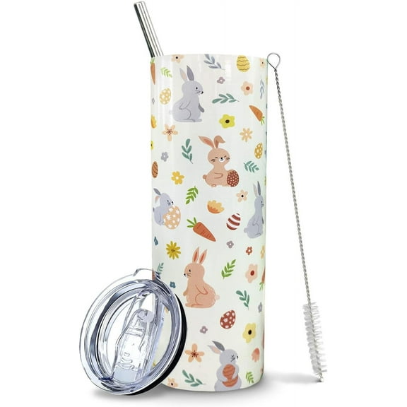 Easter Cup, Gift Ideas for Easter, Bunny Tumbler/Mug, Easter Decorations/Party Supplies/Stuff, Easter Gifts for Her, Tweens, Adult Women, Teenage Girls, Mom, Teacher, Grandkids - Easter Coffee Cup