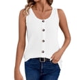 thumbnail image 4 of WRKEKC Casual Tank Tops for Women Solid Color Button Front Crew Neck Sleeveless Daily Tank Loose Fit Lightweight Top, 4 of 8