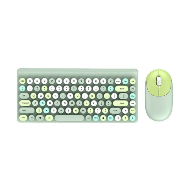 Youkk Wireless Keyboard Mouse Set Universal Home School Business Work Desktop Laptop Key Board Spare Gaming Accessories Green