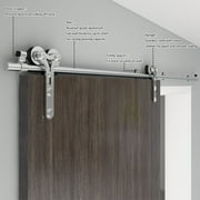 CCJH 6FT Stainless Steel Sliding Door Hardware Kit for 36 Wide Single Door Y Shaped Sliver