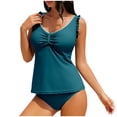 thumbnail image 2 of LEKWK Tankini Swimsuits for Women Two Piece Ruffle Strap Ruched Top Tummy Control Bathing Suits Modest High Waisted Summer Swimming Outfits, 2 of 8