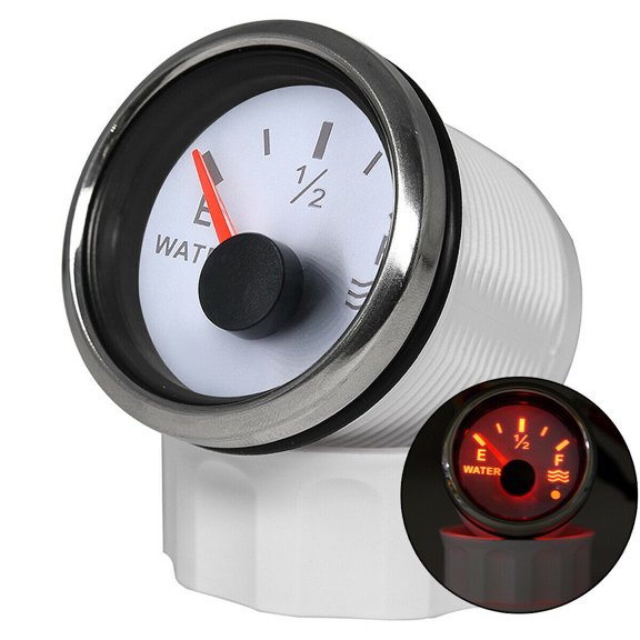 Geloo 52MM Water Level Gauge 0-190ohms Boat Water Gauge for Car Truck Boat Water Tank Gauge 12V 24V