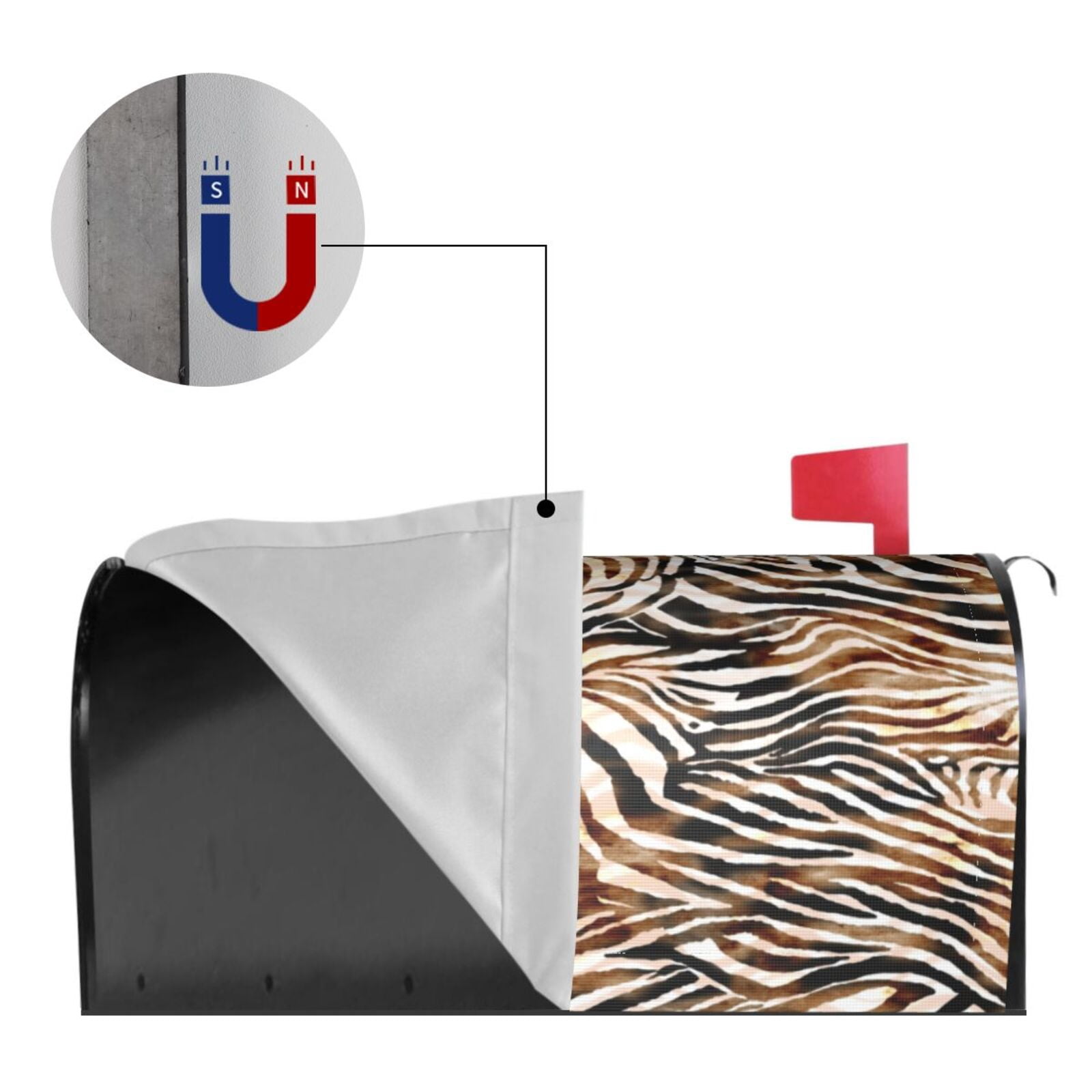 Rateoe Watercolor Zebra Printed Mailbox Covers - Easy to Install Fall, Winter, Spring, Summer Mailbox Cover - Weather and UV-Resistant Mailbox Decor - Mailbox Magnetic Covers-25.5x21 in