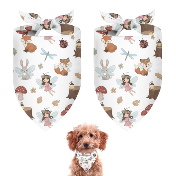Dog Bandana 2 Pack,Forest Fairy Princess Pattern Bandanas for Dogs,Cat Bandana,Small/ Large Dog Bandana 2 Size,Dog Bandanas
