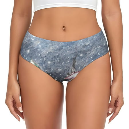 Uemuo Watercolor Winter Landscape For Christmas Pattern Women s Cotton Underwear Full Coverage Briefs Soft Stretchy Breathable Underwear Brief-Large