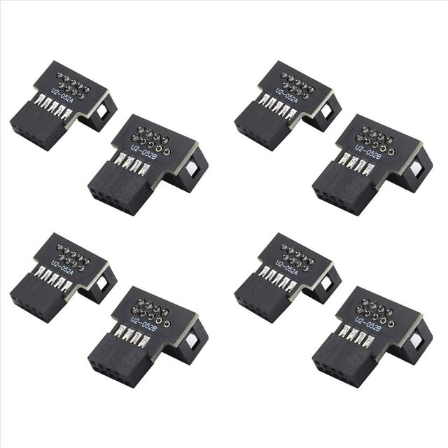 4 Juego de Cabezal USB 2.0 de 10 Pines y 90 Grados en Ángulo Hacia Abajo y Hacia Arriba, Macho A Hembra, para Adaptador de Extensión de Placa Base