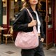 thumbnail image 1 of Bolso tote de pana para mujer, bolso bandolera de gran capacidad para ir al trabajo o a clase – Correa ajustable, bolso de mano versátil con forro para uso diario., 1 of 6