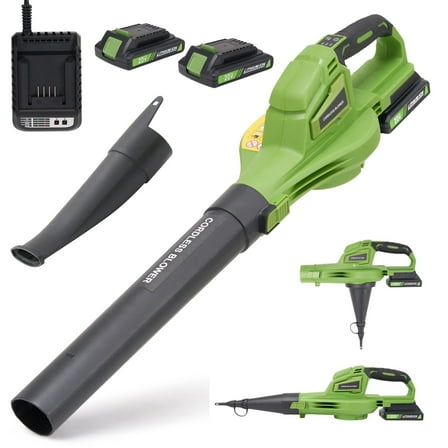 GASKY 20V 160MPH 135CFM Cordless Leaf Blower with 2 X 2.0 Ah Battery & Charger, 2 Speed Mode Lightweight Battery Powered Leaf Blower for Lawn Care/Patio/Yard/Garden Cleaning & Snow/Dust Blowing